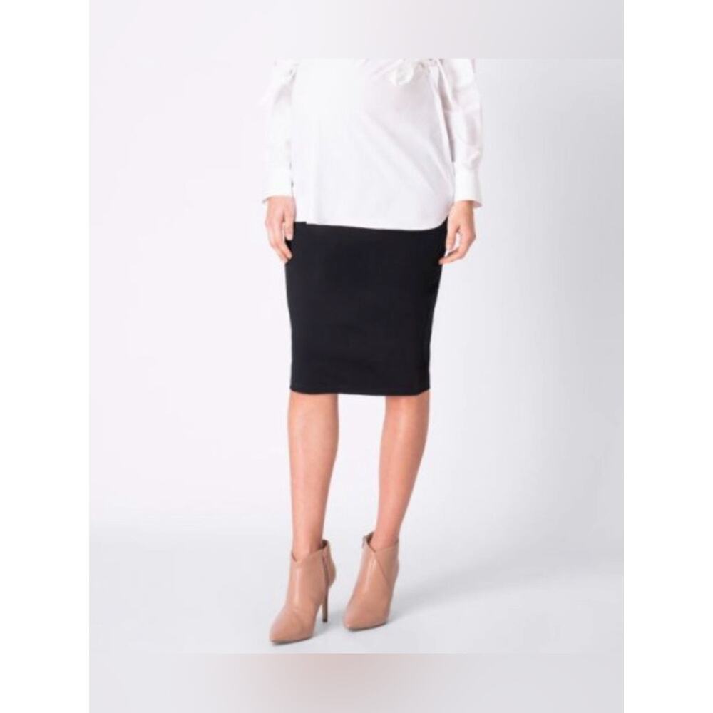 NWT Seraphine Maternity Body Con Jersey Stretch Midi Skirt Black Size Small - Picture 8 of 13